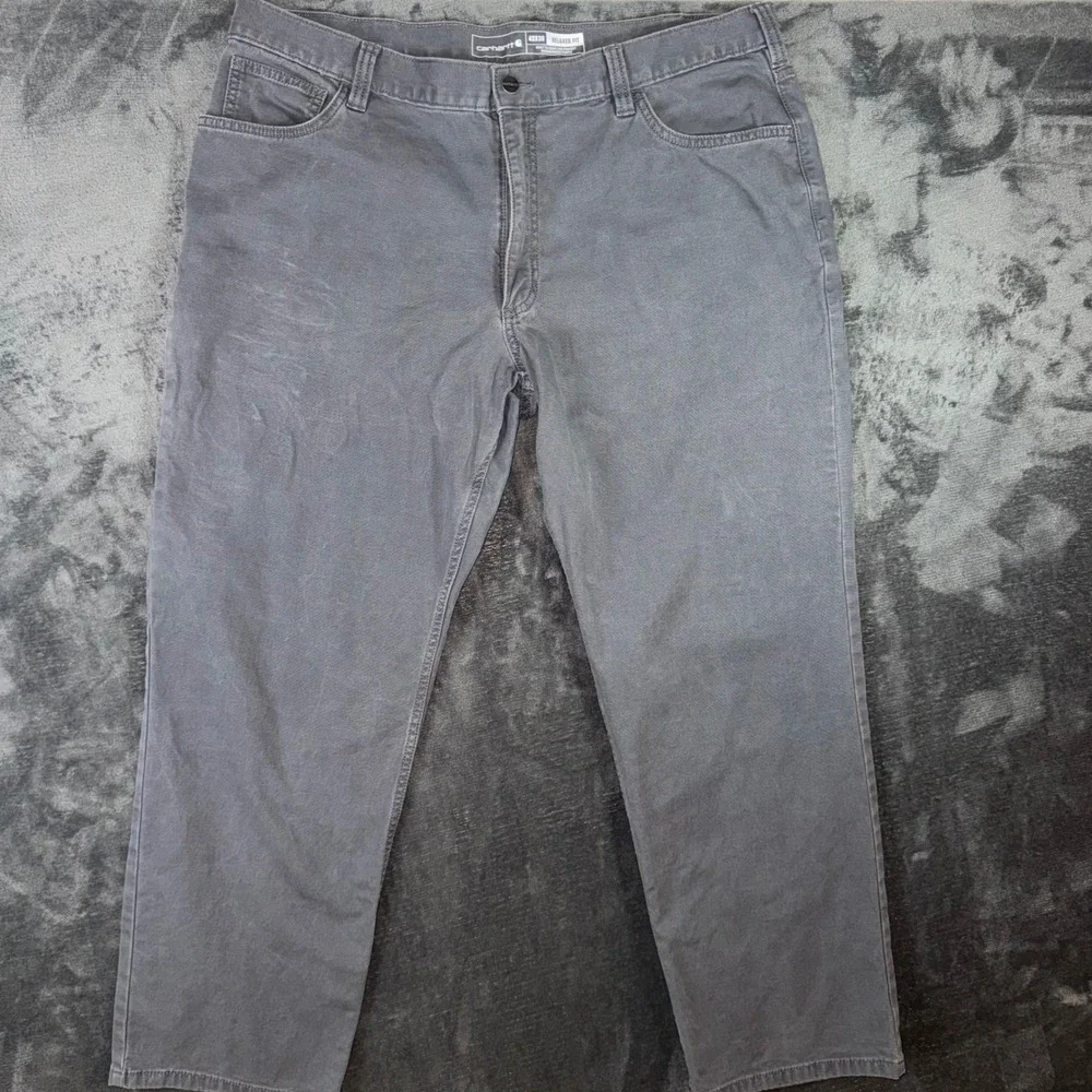 Mens 40x30 Carhartt Relaxed Fit Canvas Work Pants Grey Excellent Straight Leg